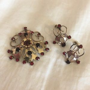 {Vintage} 12K Gold Filled Bohemian Garnet Set